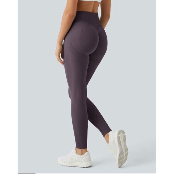 Brand New - Halara Women’s L 7/8 Seamless Flow Butt Lifting Leggings Night’s Pur - Picture 2 of 14